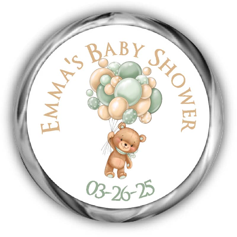 Teddy Bear Baby Shower Kisses Sticker