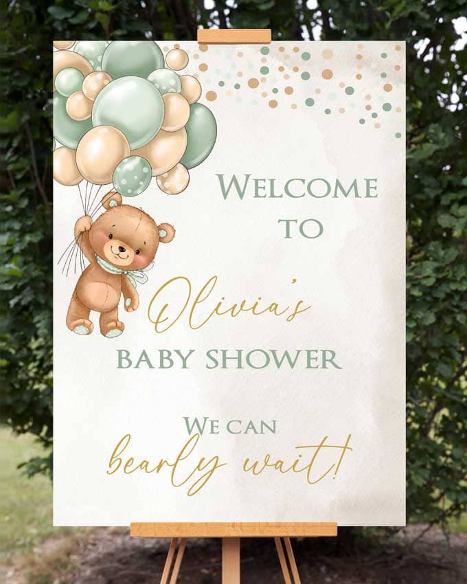 Teddy Bear Baby Shower Welcome Sign