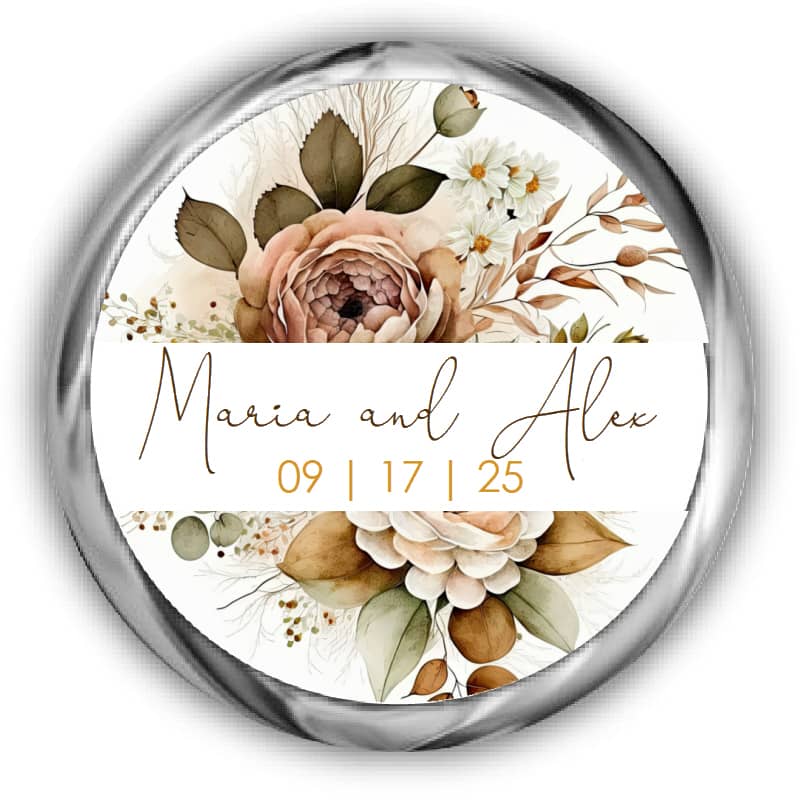 Terracotta Wedding Kisses Stickers