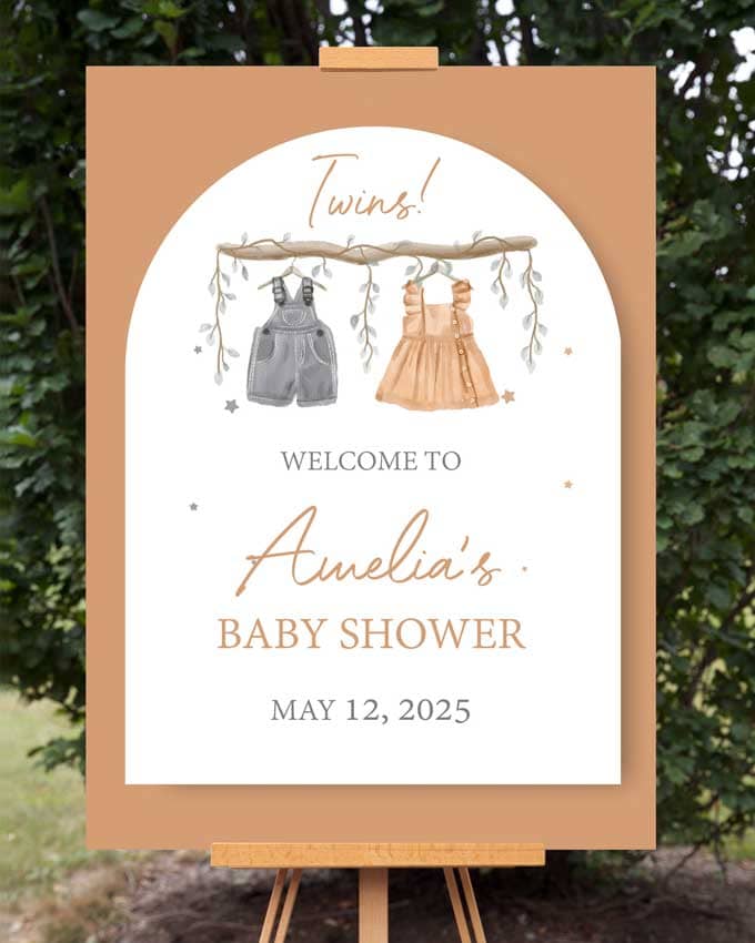 Twins Baby Shower Welcome Sign