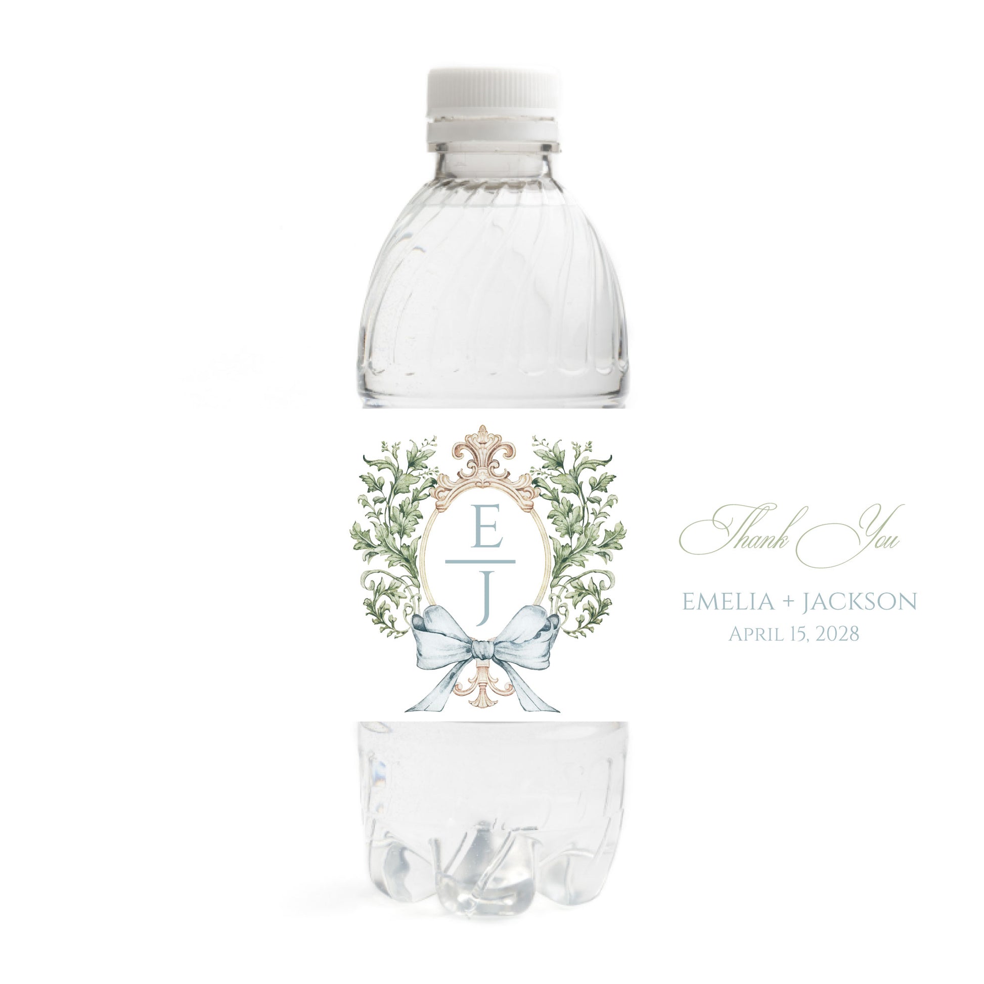 Crest Wedding Water Bottle Labels