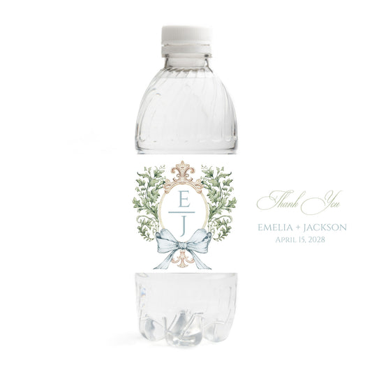 Crest Wedding Water Bottle Labels
