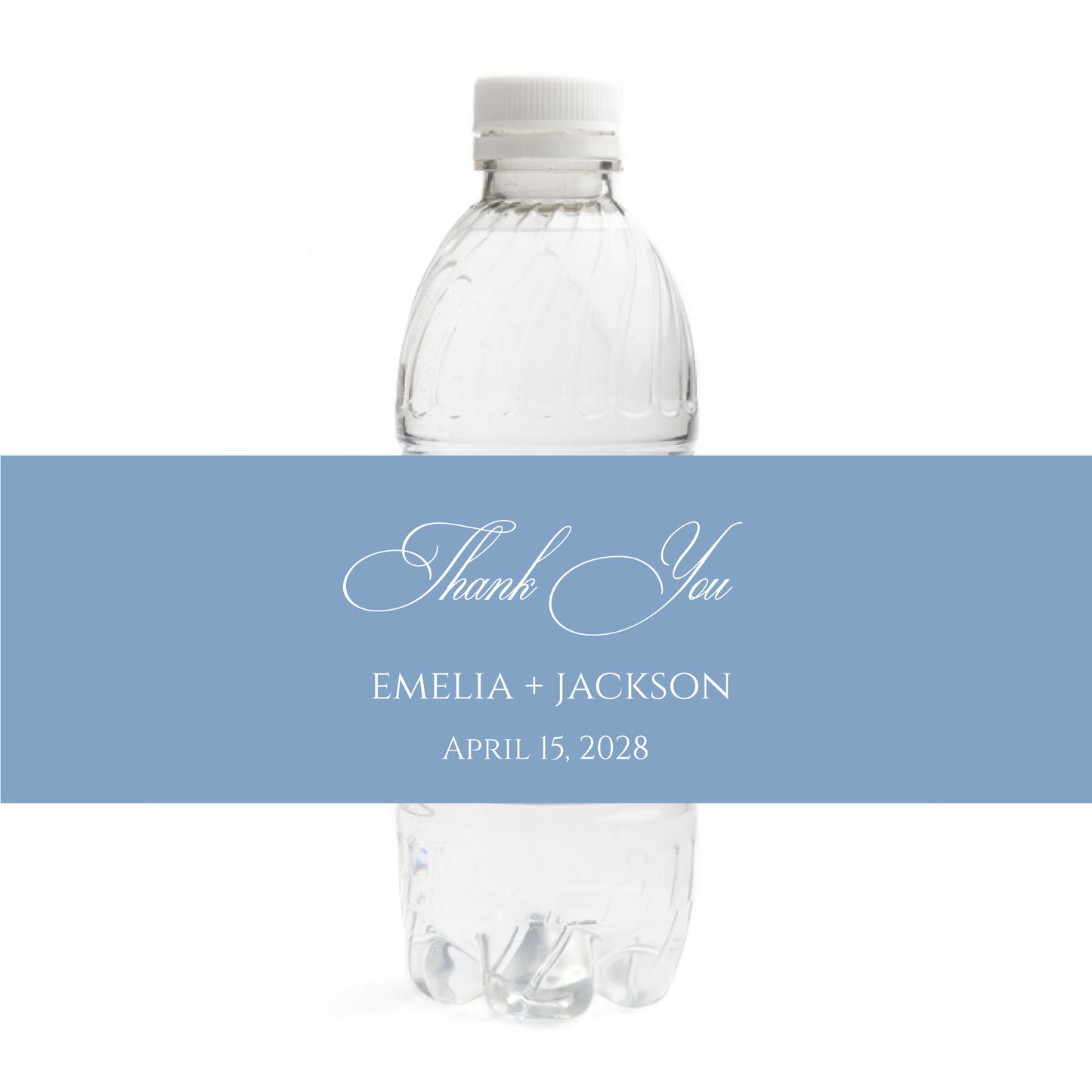 Dusty Blue Wedding Water Bottle Labels