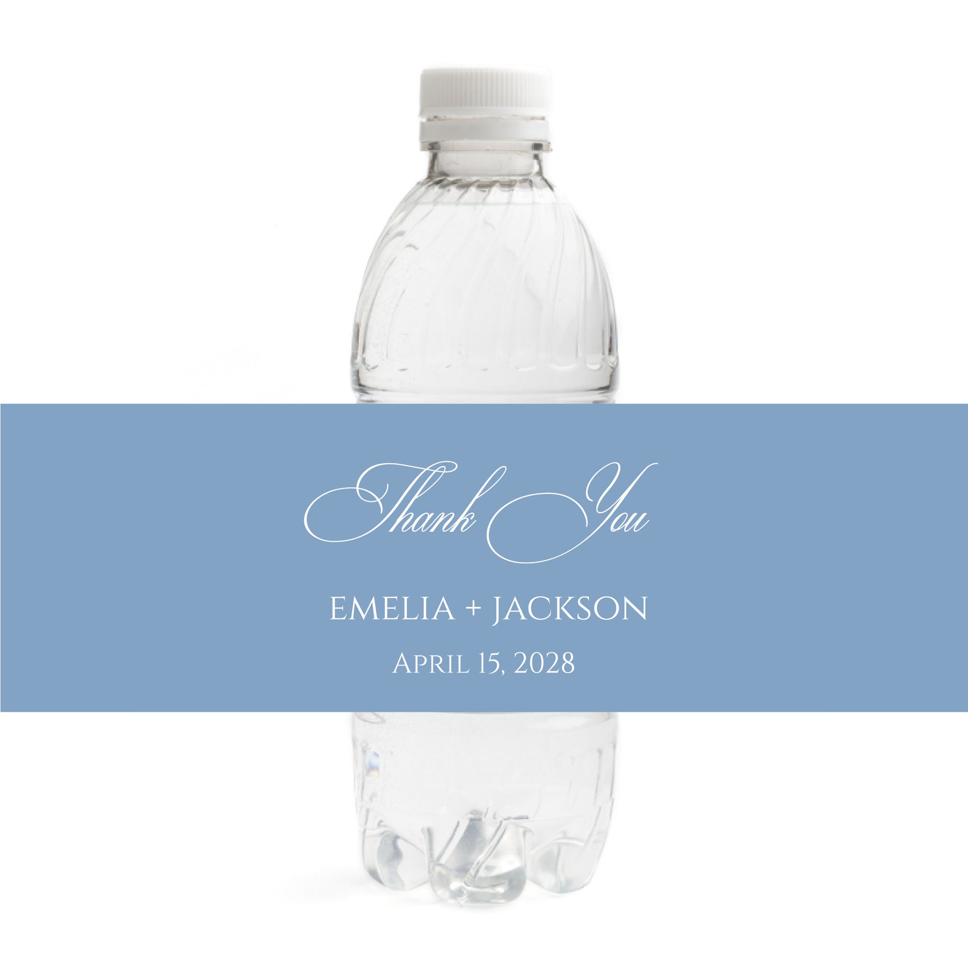 Dusty Blue Wedding Water Bottle Labels