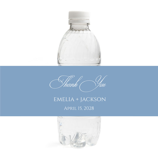 Dusty Blue Wedding Water Bottle Labels