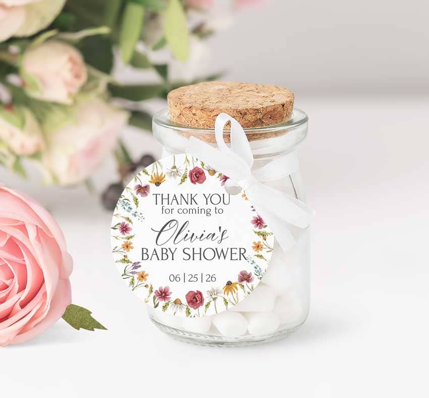 Wildflower Baby Shower Favor Tags