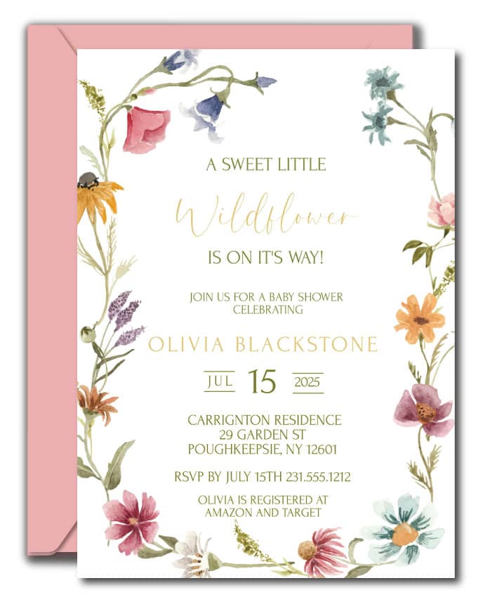 Wildflower Baby Shower Invitations