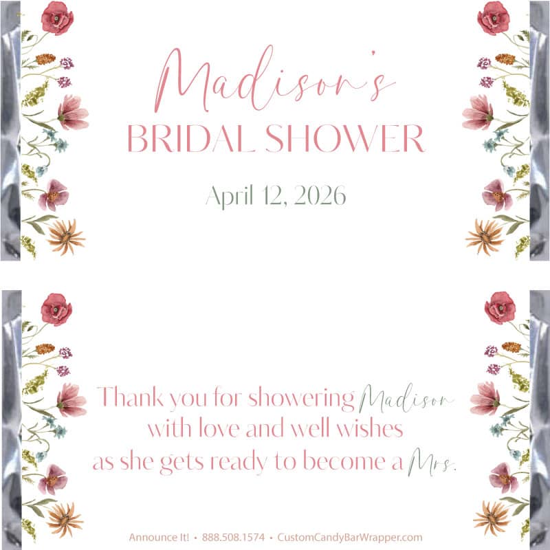 Wildflowers Bridal Shower Candy Bar Wrappers