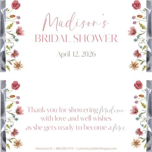 Wildflowers Bridal Shower Candy Bar Wrappers
