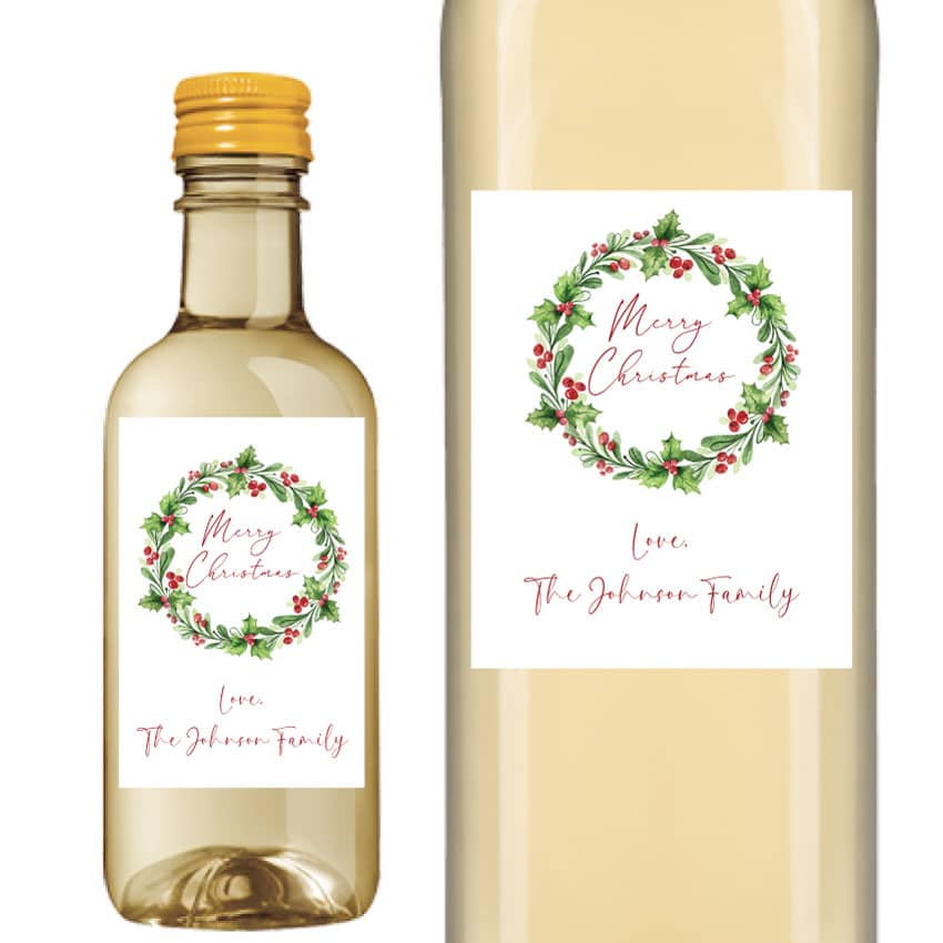 Wreath Christmas Wine Labels