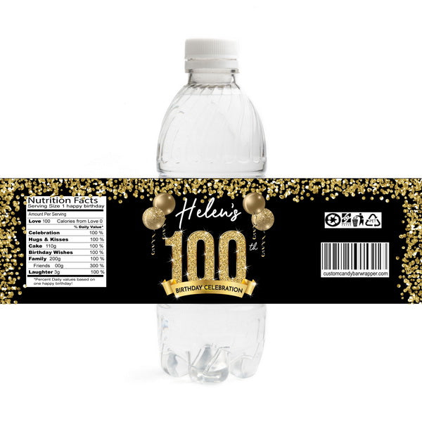 100th Birthday Water Bottle Labels