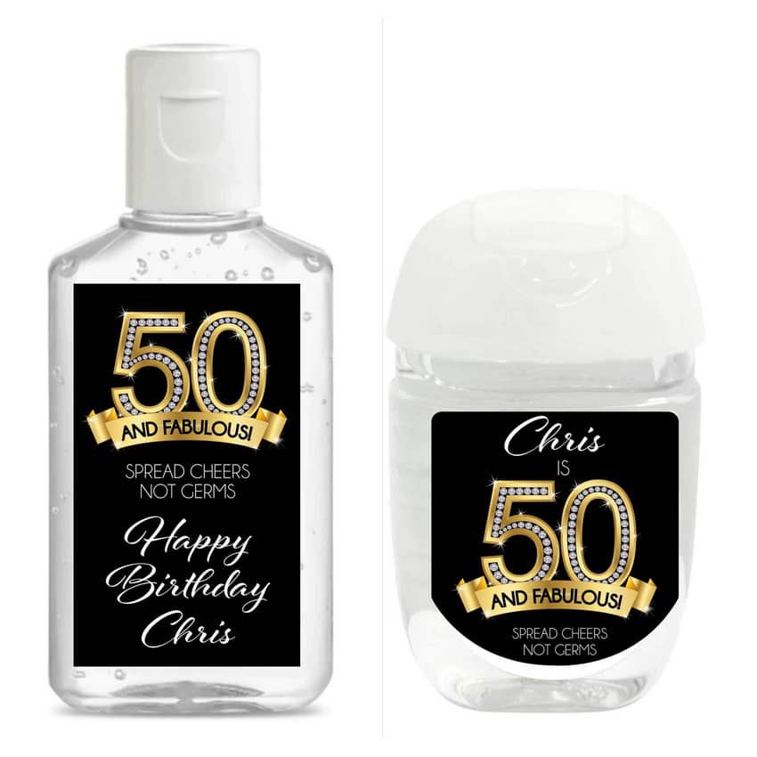50th Birthday Hand Sanitizer Labels