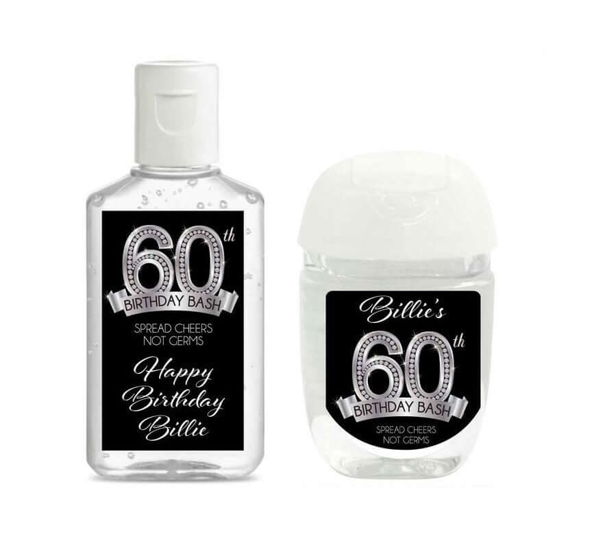 60th Birthday Hand Sanitizer Labels