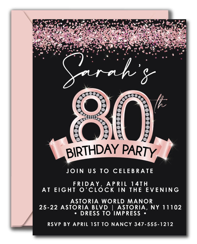 Diamond 80th Birthday Invitation