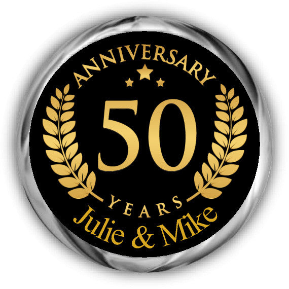 Gold Anniversary Hershey Kisses Stickers