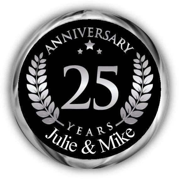 Silver Anniversary Hershey Kisses Stickers