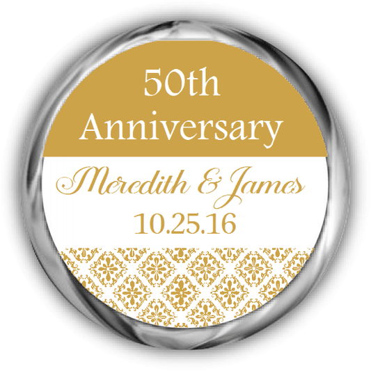 50th Damask Anniversary Kisses Sticker