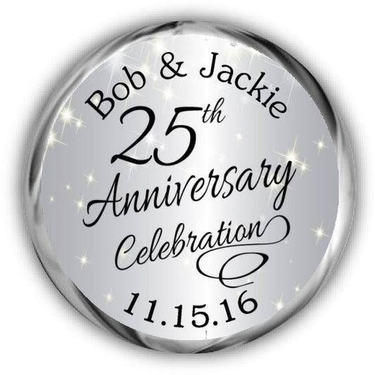 Silver Sparkly Anniversary Kisses Stickers