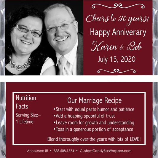 Picture Anniversary Candy Bar Wrappers