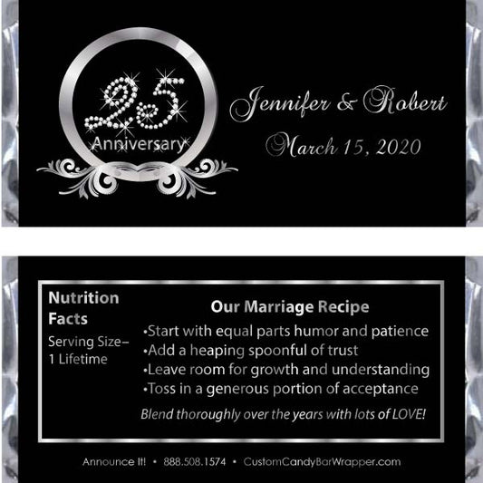 Diamond 25th Anniversary Candy Bar Wrappers