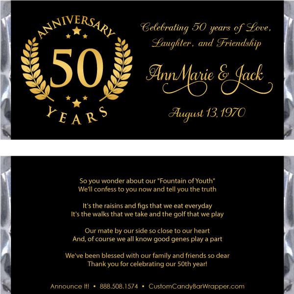 Golden Emblem 50th Anniversary Candy Bar Wrappers