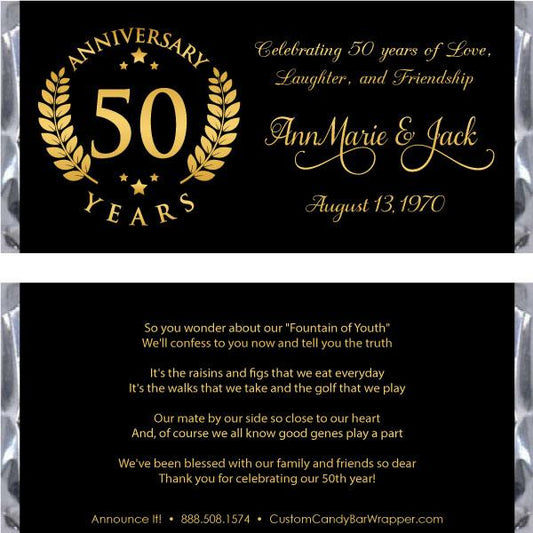 Golden Emblem 50th Anniversary Candy Bar Wrappers
