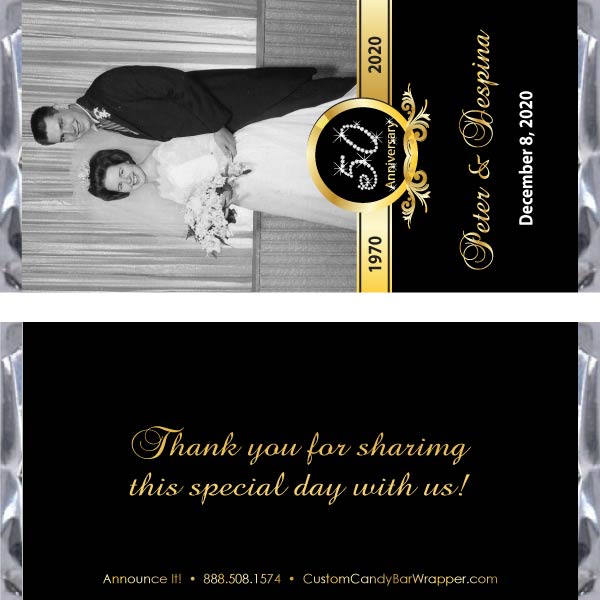 Anniversary Gold Photo Candy Bar Wrappers
