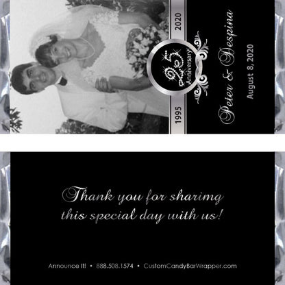 Silver Photo Anniversary Candy Bar Wrappers