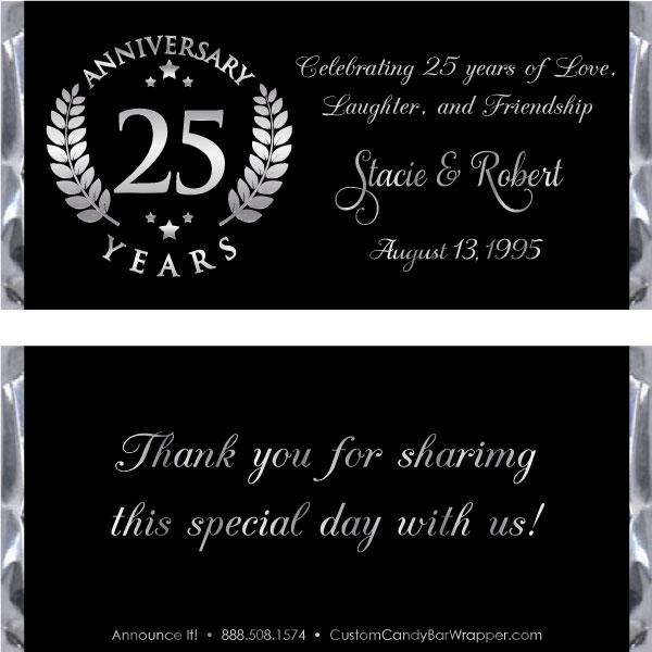 Silver Emblem 25th Anniversary Candy Wrappers