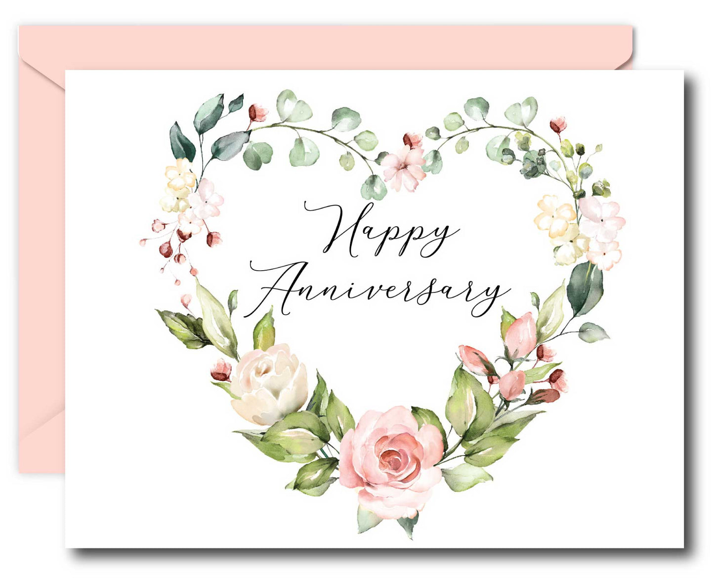 Floral Heart Anniversary Card