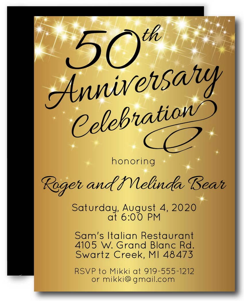 Sparkly Gold Anniversary Invitation