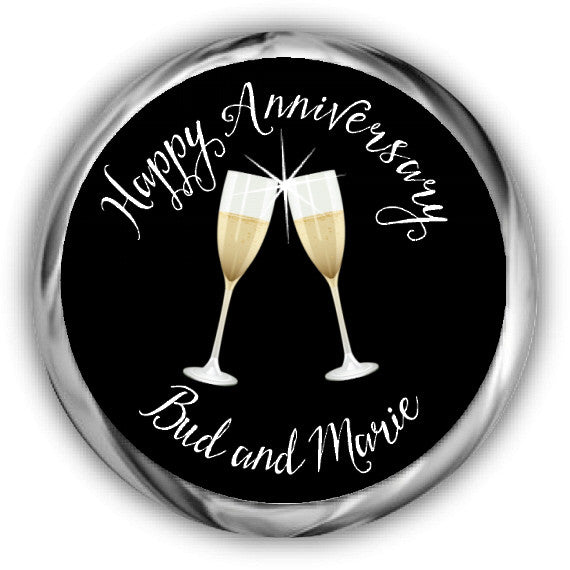 Champagne Glasses Anniversary Kisses Sticker