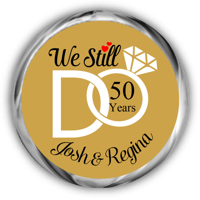 We Still Do Anniversary Kisses Stickers - 50th Gold