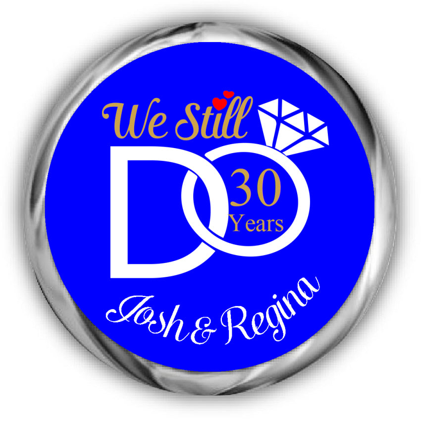 We Still Do Anniversary Kisses Stickers - 30th Royal Blue