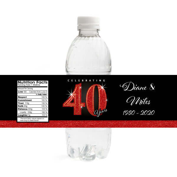 40th Anniversary Water Bottle Labels
