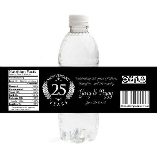 25th Anniversary Water Bottle Labels
