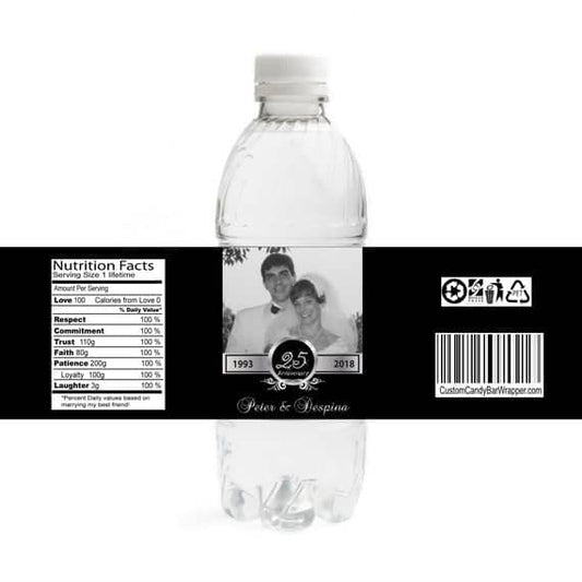 Silver Photo Anniversary Water Bottle Labels