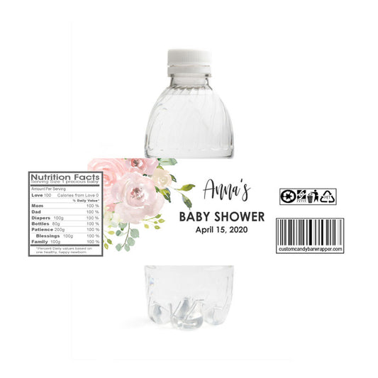 Blush Baby Shower Water Bottle Labels