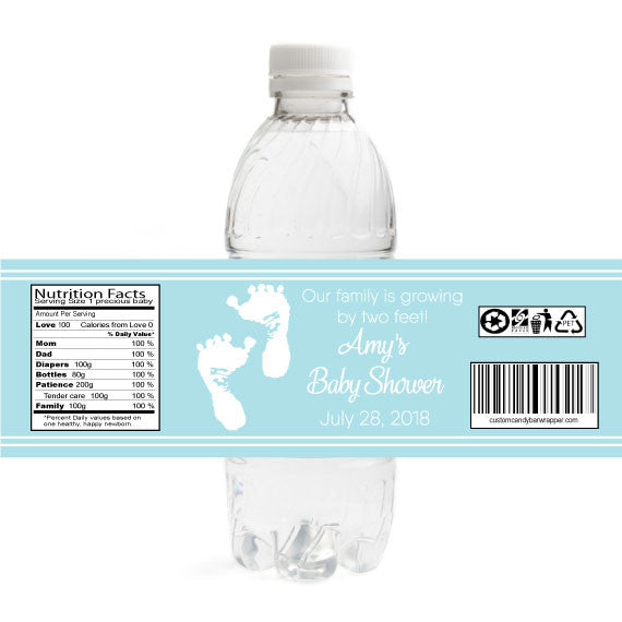 Feet Baby Shower Water Bottle Labels