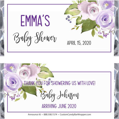 Purple Baby Shower Candy Bar Wrappers