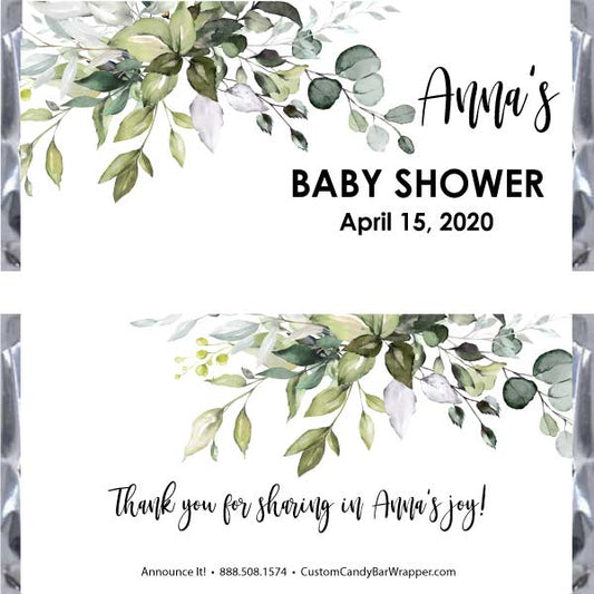 Greenery Baby Shower Candy Bar Wrappers