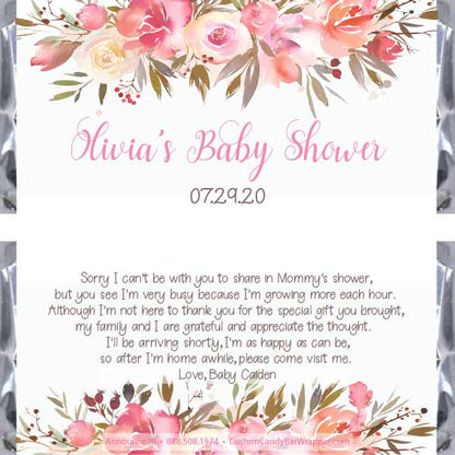Floral Baby Shower Candy Bar Wrappers