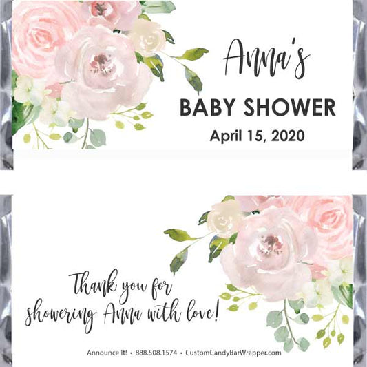 Blush Baby Shower Candy Bar Wrappers