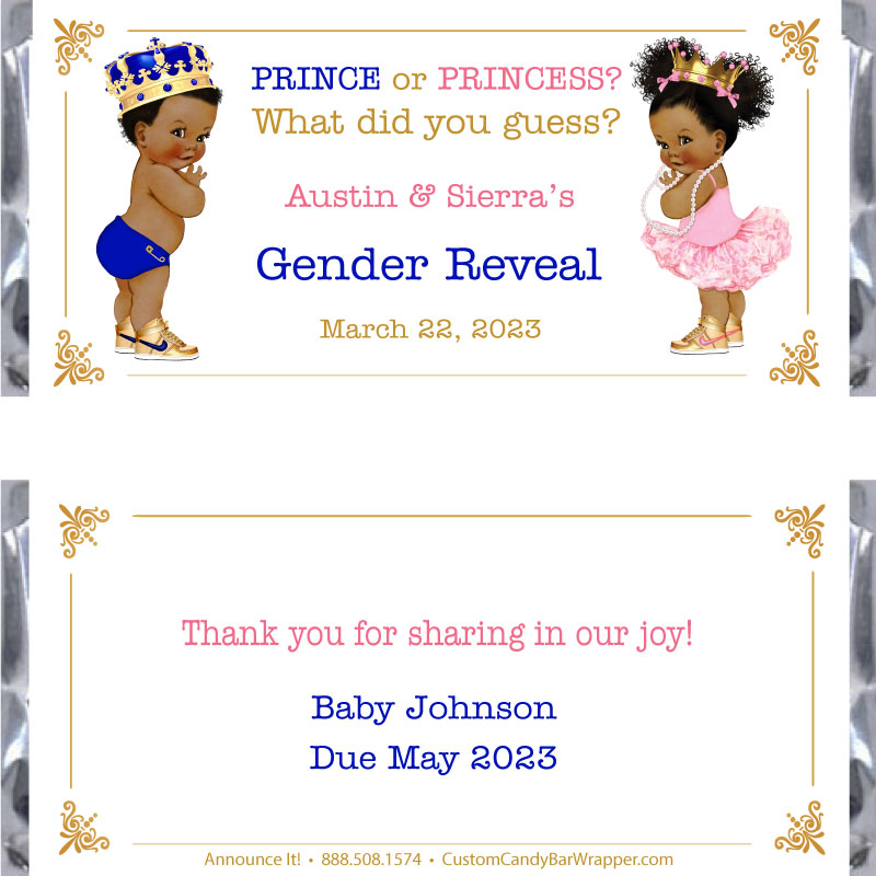 Prince Princess Baby Shower Candy Bar Wrapper