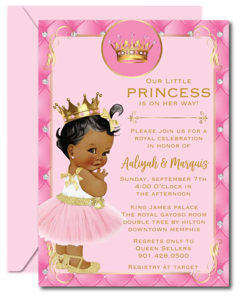 Princess Baby Shower Invitations Ethnic with Crown