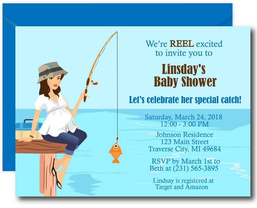 Fishing Baby Shower Invitation - Brunette