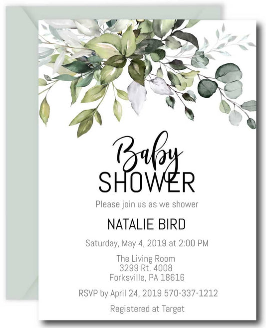 Greenery Baby Shower Invitation