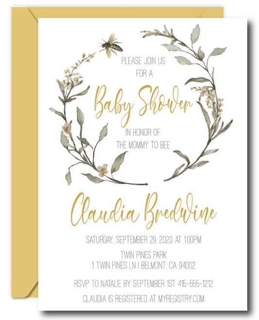 Bumble Bee Baby Shower Invitations