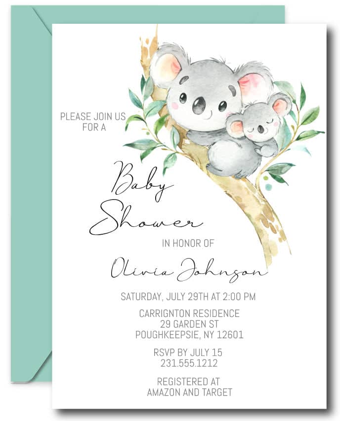 Koala Baby Shower Invitation