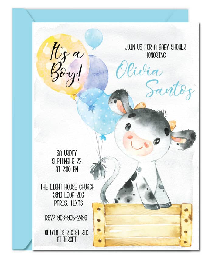 Cow Baby Shower Invitations